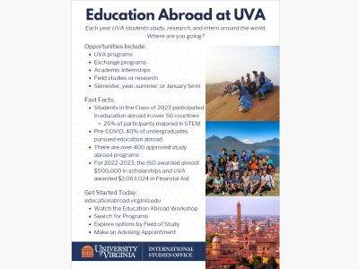Education abroad one page document outlining opportunities, fast facts and how to get started.